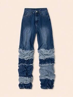 SHEIN Ruched Patchwork Jeans Size XS